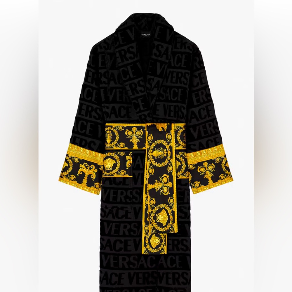 Versace Robe Brand New Tags Black with Gold Size Large